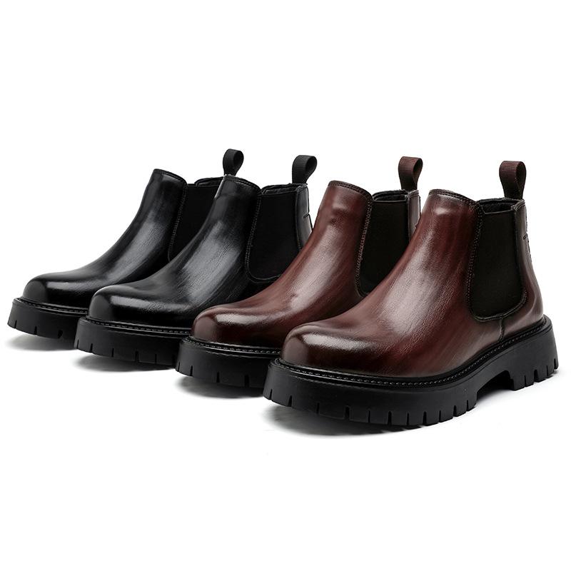 Увеличивающие внутреннюю высоту ботинки Brock Chelsea мужские высокие кожаные ботинки Gouging British Martin Boots 2113-R