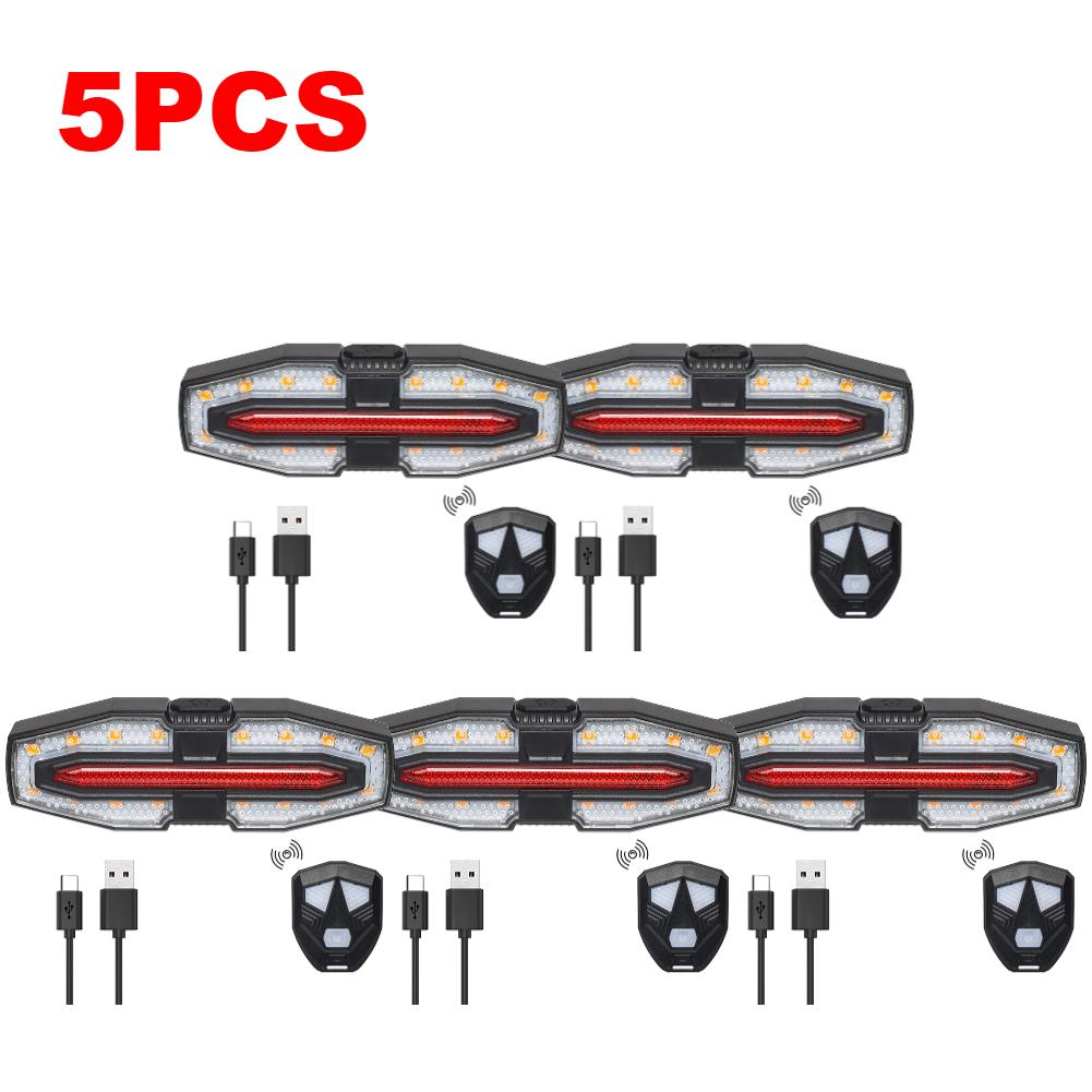 1-6PCS Bicycle Rear Light with Turn Signals Rechargeable Remote Control Bicycle Taillight Warning Rear Light For Safety Cycling
