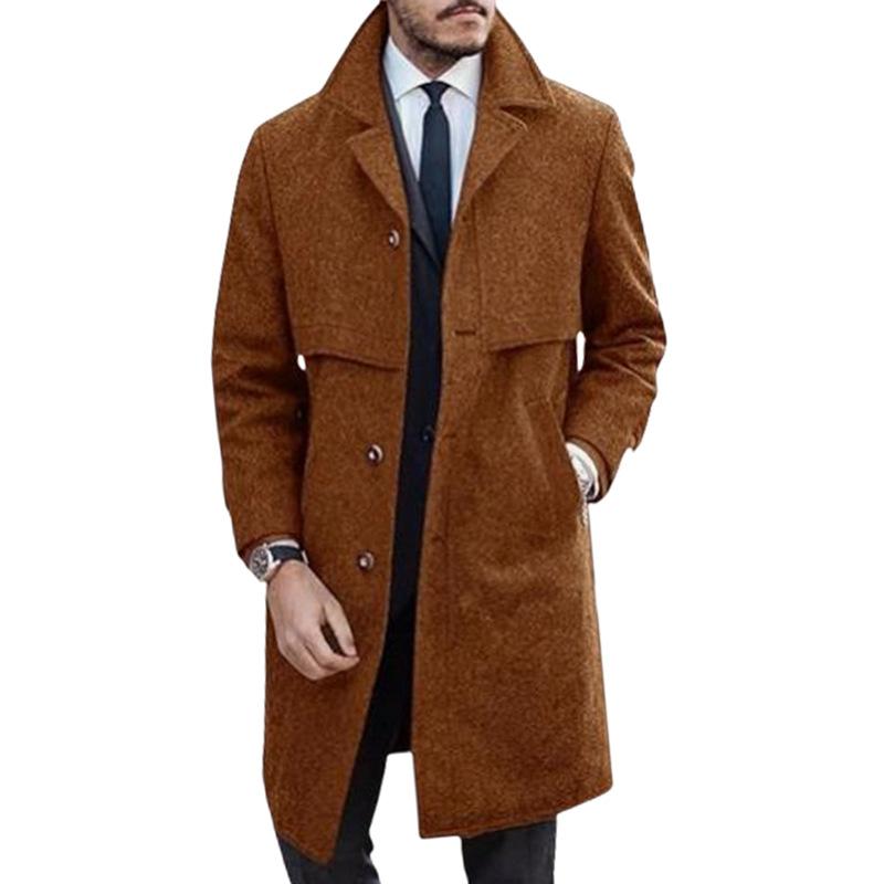 Новое шерстяное мужское пальто Nizi длинное пальто большого размера однобортное