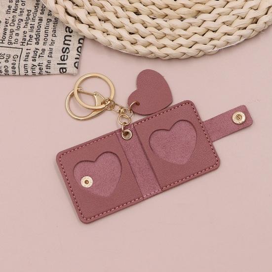 Family Photo Keychain Mini Album Faux Leather Personalized Picture Holder Retro Style Card Holder Key Ring