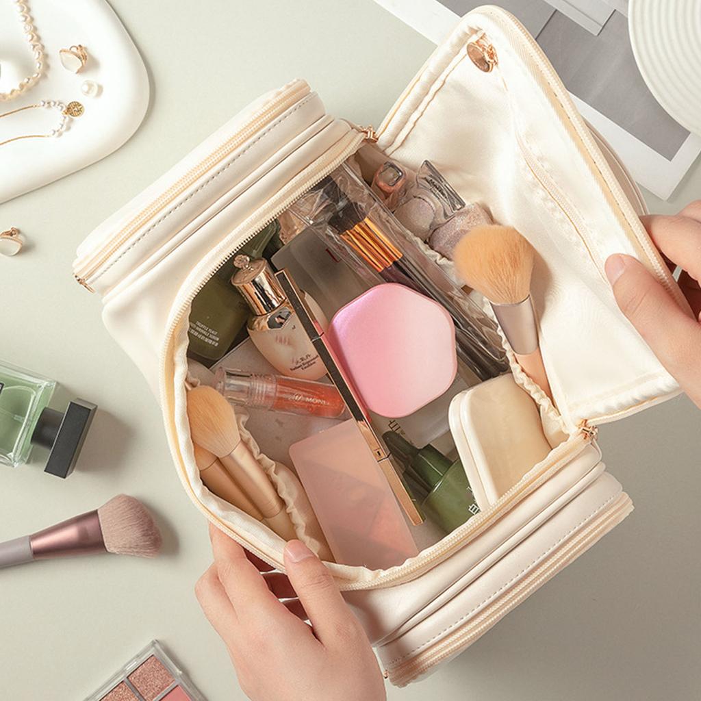 Большая дорожная косметичка для женщин и девочек из искусственной кожи, органайзер для макияжа, женские туалетные сумки, сумка для хранения
