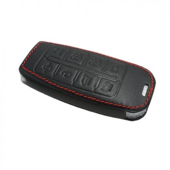 Black Leather 8 Buttons Key Chain Cover Case For Hyundai Genesis G80