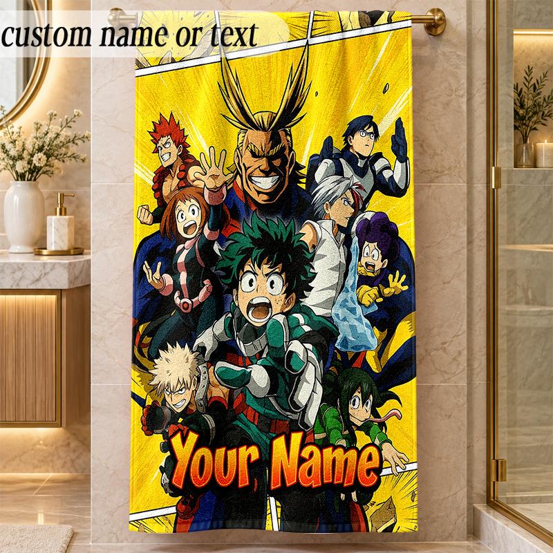Beach TowelMy Hero Academia Custom Name Text Personalized Soft Towel for Beach Pool Indoor Home Decor Gift