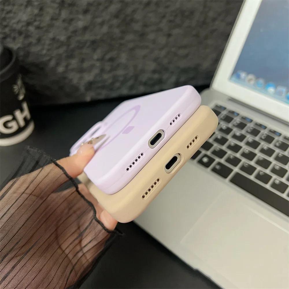 Роскошный Magsafe Жидкий Силиконовый Магнитный Чехол для Телефона Для iPhone 16 Pro Max 15 Plus 14 13 12 Защита Объектива Конфетный Цвет Задняя Крышка