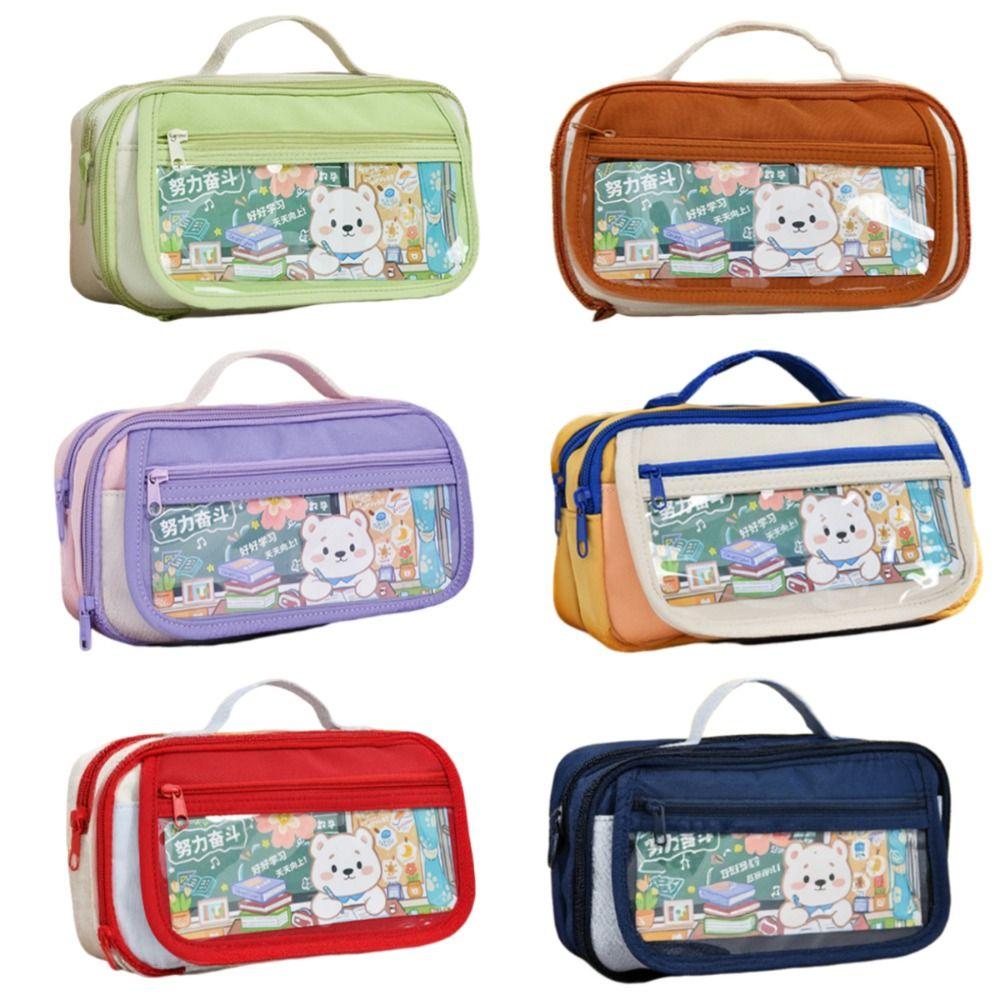 Bear 9 Layers Pencil Case Large Capacity Pen Organizer Pouch Trendy Pencil Storage Bag Kids Gift
