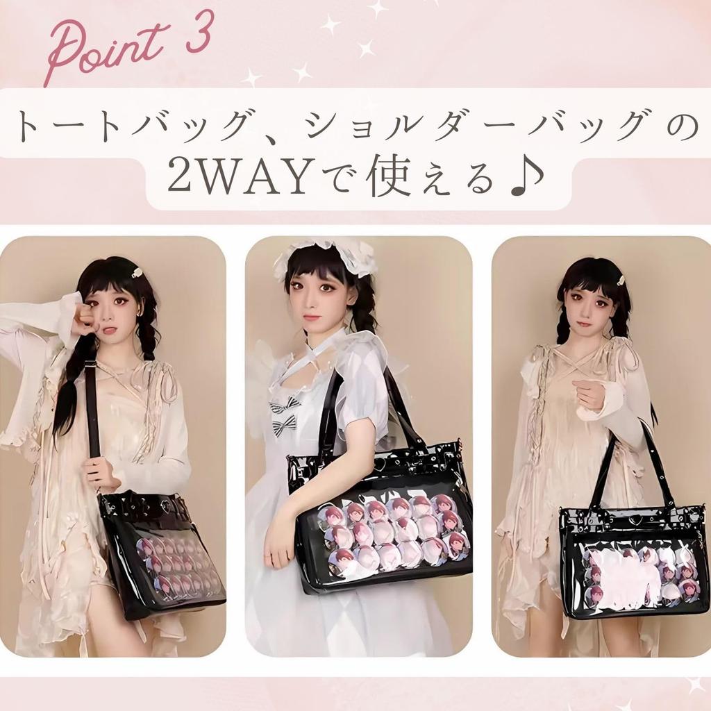 Сумка-тоут Harugio Ita A4 Большая сумка-тоут Черная и Сердце Ита-лист, Сумка, Размер, Сумка, Белый, Милый, Стильный, Готический, Дизайн, Сумка, Сумка, Мерч, Мероприятие,