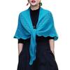 Women Knitting Shawl Solid Color Fringe Design Lightweight Versatile Hollow Shawl Open Knitted Pattern Shawl