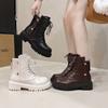Платформа ботинки мартин женская обувь британские ботинки мартин 2025 зима новые бархатные теплые короткие ботинки большой размер кожаные ботинки