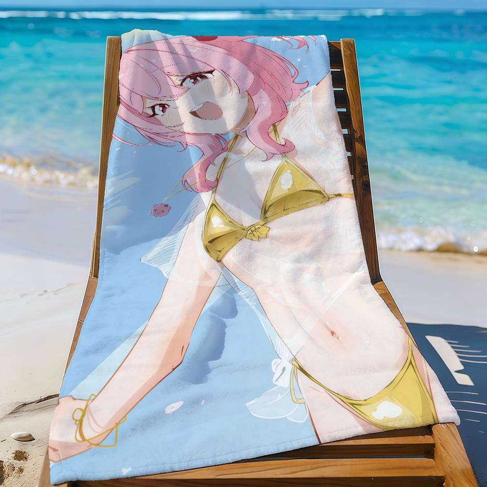 VTuber R-Rosemi Lovelock Полотенце Спортивное Быстросохнущее Туристическое Снаряжение для Кемпинга Песозащитное Мягкое Легкое Большое Пляжное Полотенце
