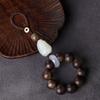Vietnam Nha Trang agarwood semi-submersible car keychain pendant, natural Hetian jade Pixiu car interior decoration accessory