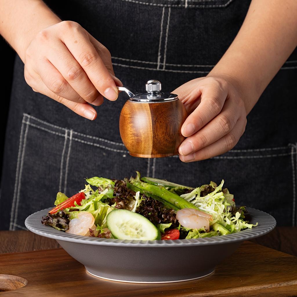Premium Manual Pepper Mill with Ceramic Core - Round Shape, Acrylic Wood Construction, Kitchen Tool, 1/3 Pack