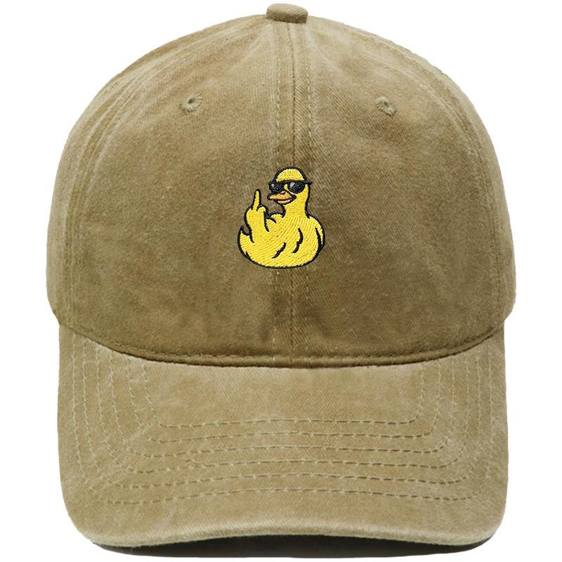 Cute sunglasses little yellow duck embroidered baseball cap washed retro dad hat hip hop men's and women's casual hat trend