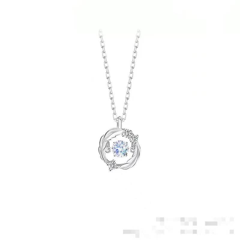 Ожерелье Beating Heart Feather You Accompany для женщин, легкая роскошная нишевая дизайнерская цепочка на ключицу из лунного камня