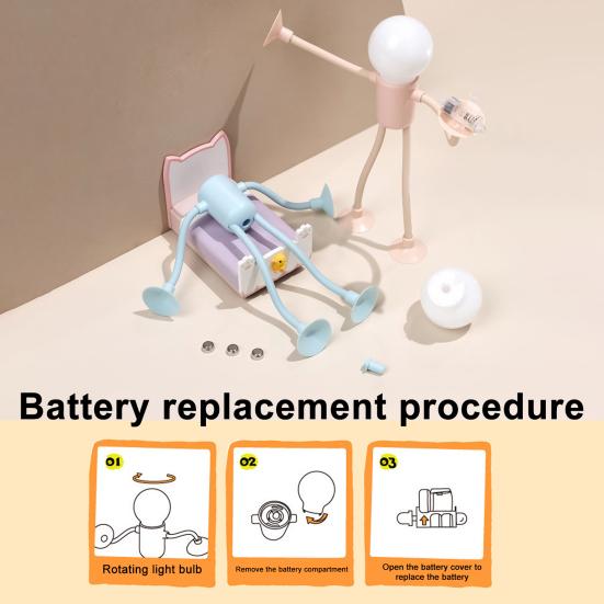 Night Light Creative Shape-Shifting Lighting Adjustable Arm Night Lamp Suction Cup Mini Decorative Lamp for Desk Decor