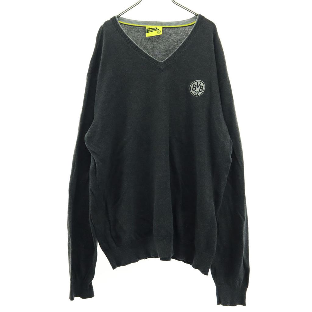 BORUSSIA DORTMUND Elbow Patch One Point Embroidery Football Long Sleeve V Neck Knit Men's Used