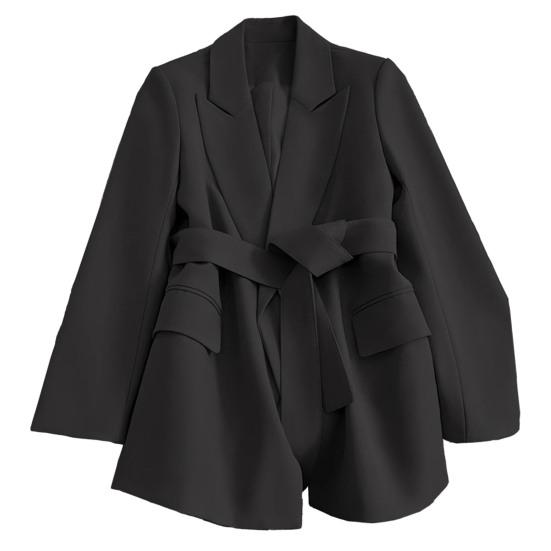 Женский костюм Пальто с отложным воротником Формальный деловой стиль Slim Fit Чистый цвет с поясом на талии и длинными рукавами Накладные карманы с отложным воротником OL Commute