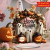 Halloween 2D Flat Acrylic Sign Cute Ghost Pumpkin Wreath Table Stand Decoration for Halloween Tiered Tray Home Office Decor