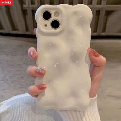 Глянцевый 3D чехол для телефона с пузырчатым волнистым узором для iPhone 16 15 14 13 12 11 Pro Max 16 Pro Эстетика Мягкая противоударная задняя крышка Funda