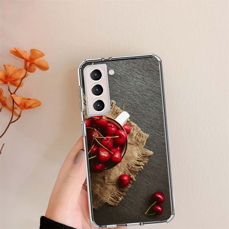 Прозрачные летние чехлы для телефона с рисунком Красная вишня для Samsung S26 Ultra Galaxy S25 Edge S24 S23 FE S21 Plus S20 S22 S10