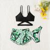 2024 Европейский и американский милый свежий трехкомпонентный купальник бикини для пляжа с принтом для девочек