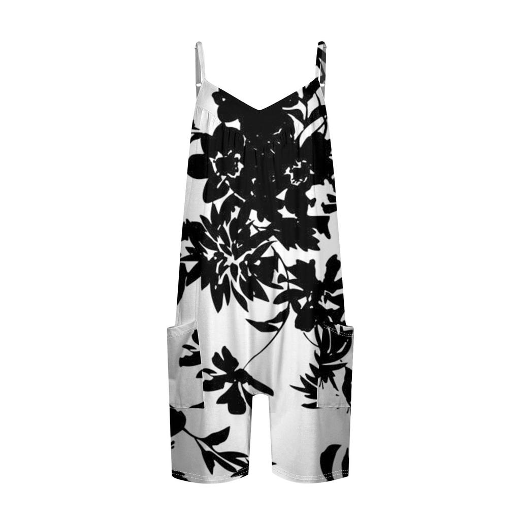 Женские летние повседневные шорты-комбинезоны, модные повседневные шорты-комбинезоны без рукавов с принтом и карманами