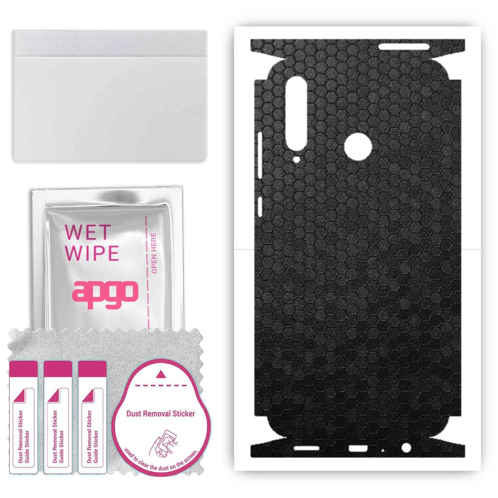 apgo Protective Skin Sticker for the Back+sides Compatible with Honor 20i, Full Wrap Film, Foil, Vinyl - Pattern Black Honeycomb
