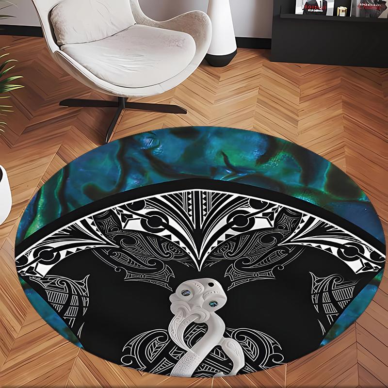 New Zealand Pāua (1) Round Office Rug Decorative Floor Rug for Office Bedroom Living Room and Home Space