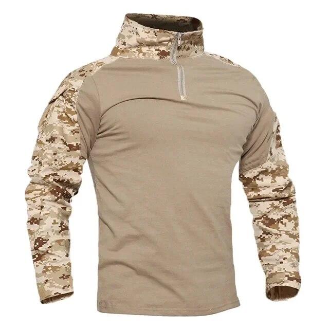 Men's Outdoor Tactical Hiking T-Shirts,Military Army Camouflage Long Sleeve Hunting Climbing Shirt,Male Breathable Sport Clothes