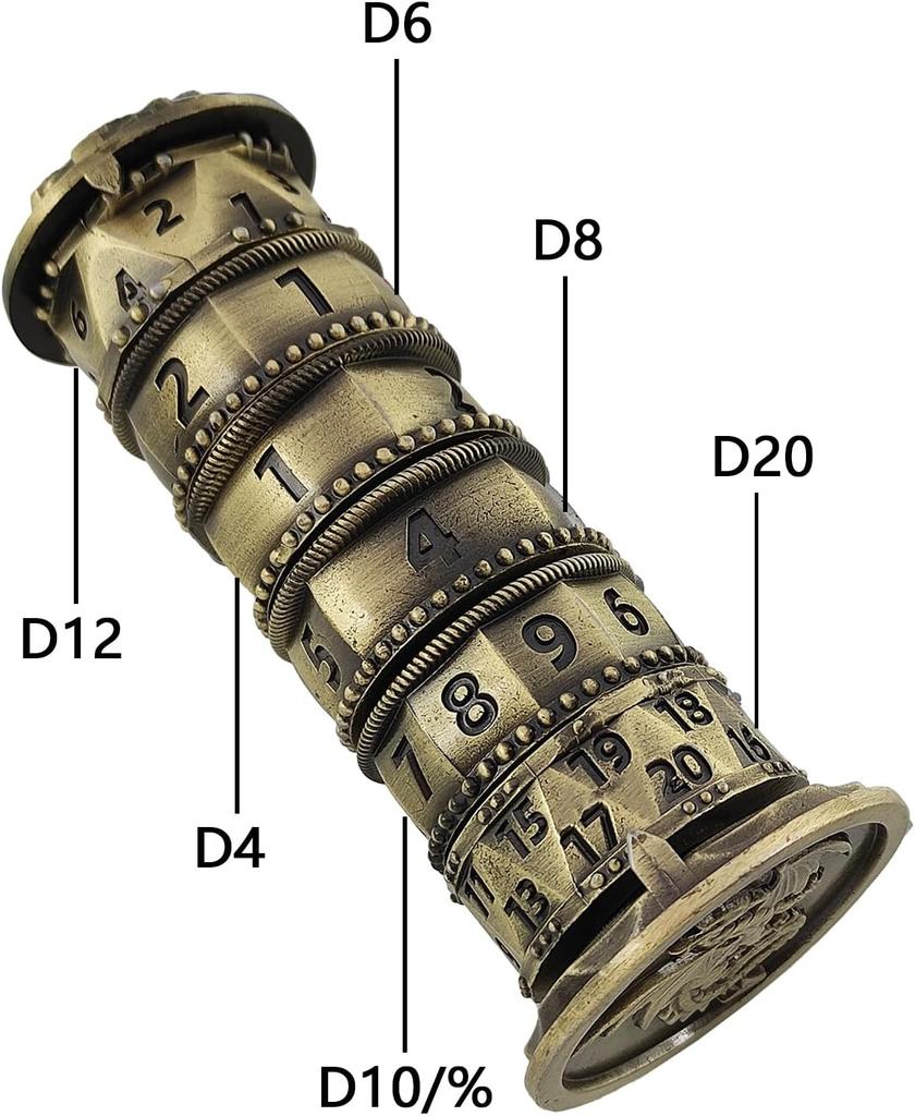 Kostki rpg metalowy spinner szyfr smoka kostka rpg 6w1 k4 k6 k8 k10 k12 k20