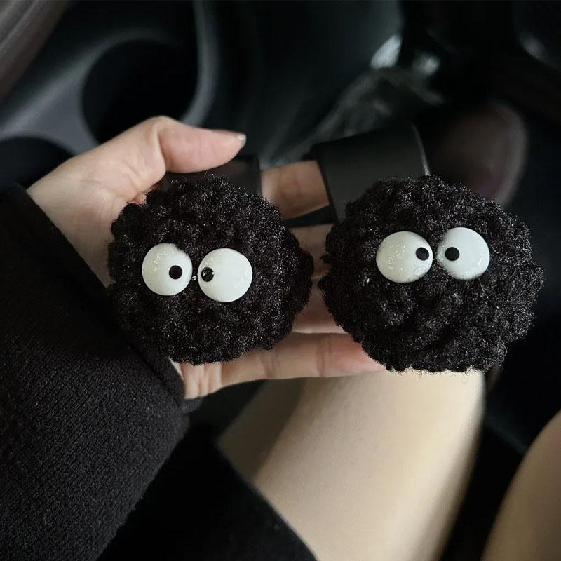 Cute Curly Hair Ball Car Seat Back Hook Backrest Hanger Portable Auto Seat Headrest Holder for Bags Clothes Coats Storage