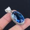 Blue Topaz Gemstone Pendant Solid 925 Sterling Silver Pendant Jewelry Gift For Unisex