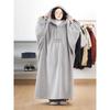 Plus Size Women Winter Warm Nightgown Fleece Thick Lazy Hooded Robe Loose Oversized Long Nightgown Night Pajamas