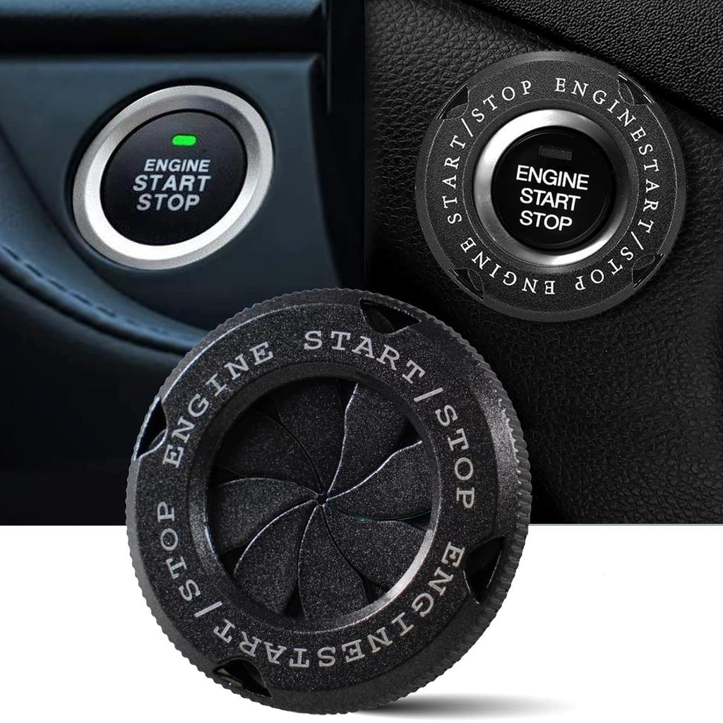 Car Push Start Stop Button Cover, Rotary Engine Start Spin Cover (Black)