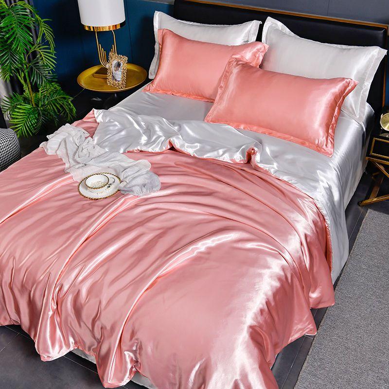 Комплект постельного белья Nordic Silk с пододеяльником, простыней, наволочкой, роскошный, для пары, односпальный, двуспальный, летний, домашний текстиль, однотонная простыня