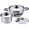 Wahei Freiz 16cm Saucepan 23cm Saucepan with Strainer and Stainless Induction and Gas Enzo Tsubame-Sanjo Overflow-Resistant & Lid, Steel, Compatible,