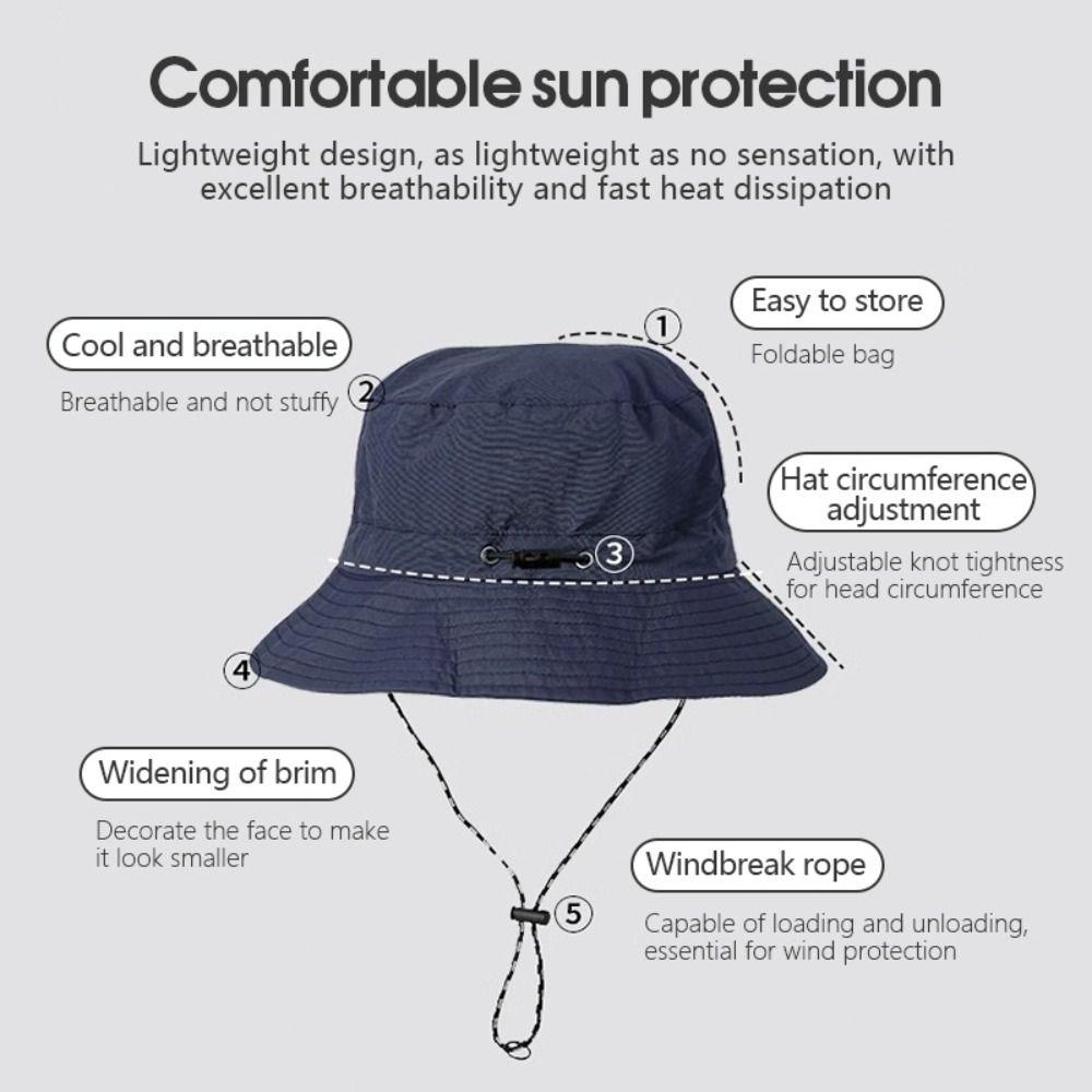 Summer Sun Protection With Storage Bag Quick-drying Bucket Hat Fishing Cap Sun Hat Panama Cap