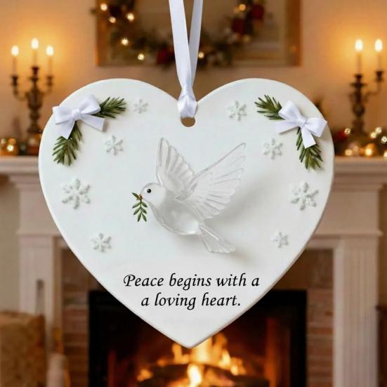 Рождественское украшение в форме сердца Искреннее Перо/Стрекоза/Олень/Цветок Рождественское украшение Вдохновляющий акриловый сувенир для елки Праздничный декор