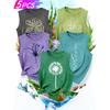 Five-piece set of sister and best friend outfits with plant-themed dandelion leaf and flower prints, fashionable retro style women's summer casual