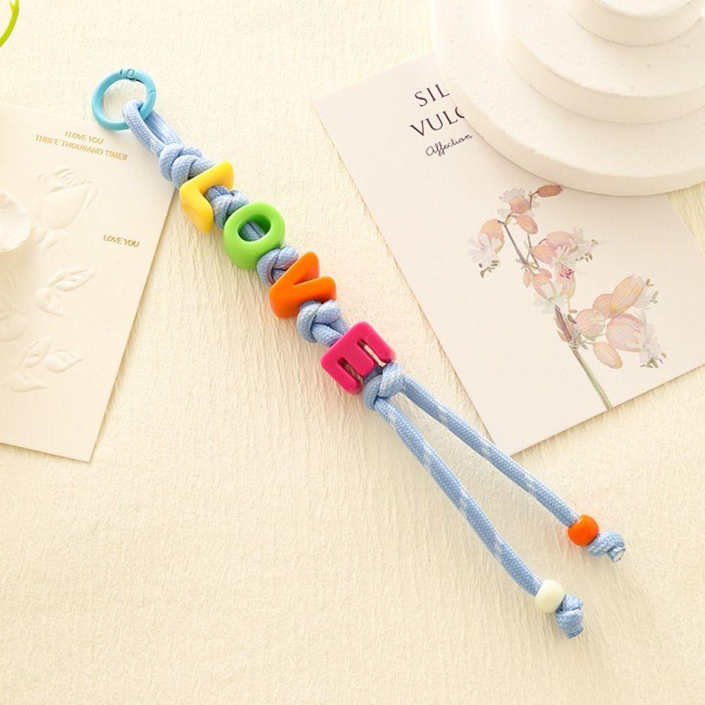 Anti-Lost Mobile Phone Lanyard Colorful Beaded Tassel Pendant Cute Acrylic Beads Keychain Gift