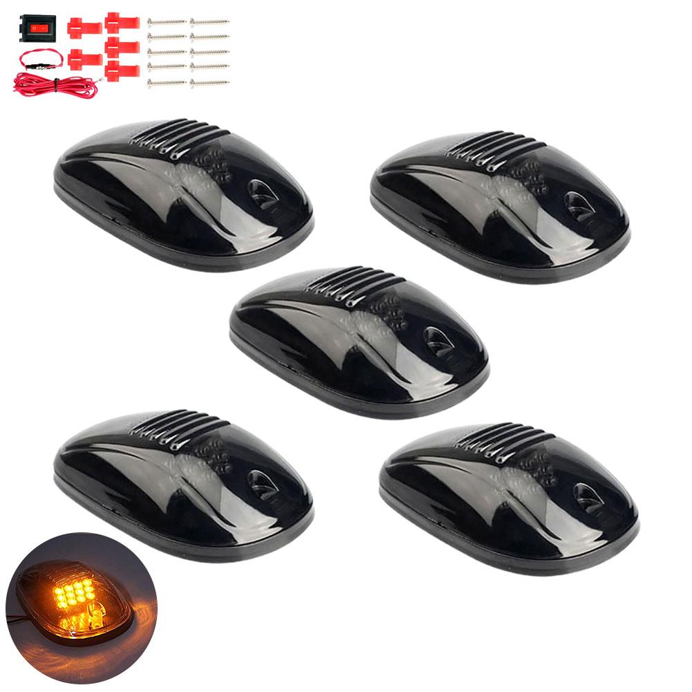 5PCS 12V LED Smoke Cab Roof Running Marker Car Lights Assembly Wire Harness Replacement For 1500 2500 3500 4500 5500 Pickup