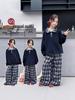 2025 New Early Autumn Girls' Turn-Down Collar Sweatshirt Set for Middle School