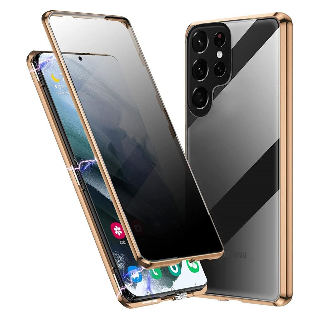 Подходит для Samsung S25ultra Магнитный чехол для мобильного телефона с защитой от подглядывания S24FE Полностью закрытый стеклянный магнитный металлический защитный чехол