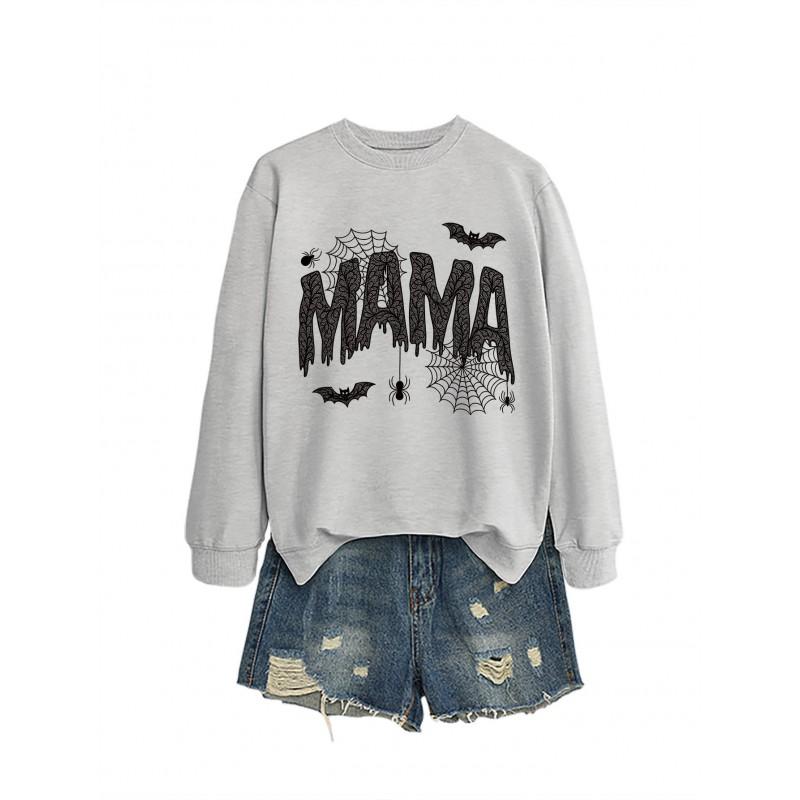 Womens Loose Fit Long Sleeve Cotton Hoodie With Lace Spider Print Fall Winter Casual Fashion Top
