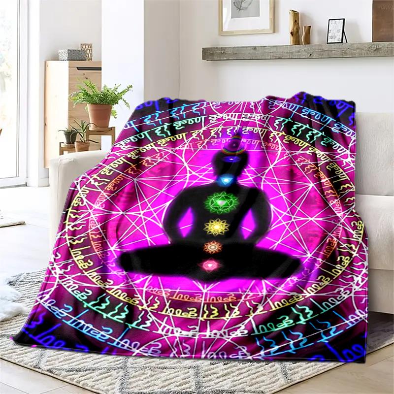 1PC Yoga Elements printed blanket, all season lightweight home office outdoor nap multifunctional blanket A12