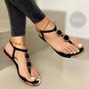 New Summer Sandals Women Fashion Casual Beach Outdoor Flip Flop Sandals Metal Decoration Ladies Flat Shoes Big Size 35 -43