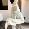 Women's High-Waist Rice White Wide-Leg Jeans - Hong Kong Style, Petite-Friendly, Spring/Autumn, Straight Loose Fit, Enhances Height