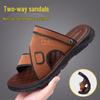 Мужские летние модные нескользящие кожаные сандалии - Универсальные пляжные шлепанцы на мягкой подошве