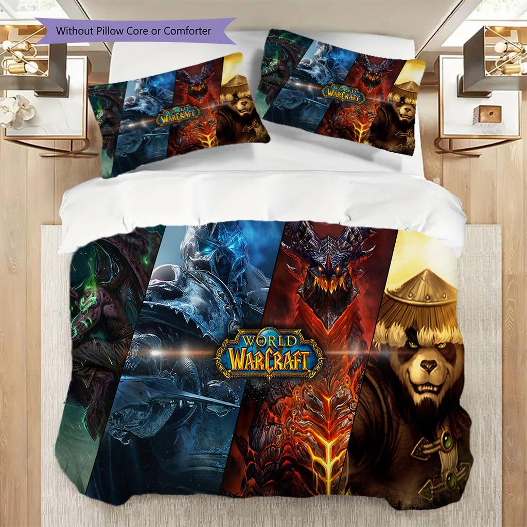 Fantasy Warriors Unite Bedding (1 * duvet cover + 2 * pillowcase, without core) 2D Flat Soft and comfortable Christmas birthday gift