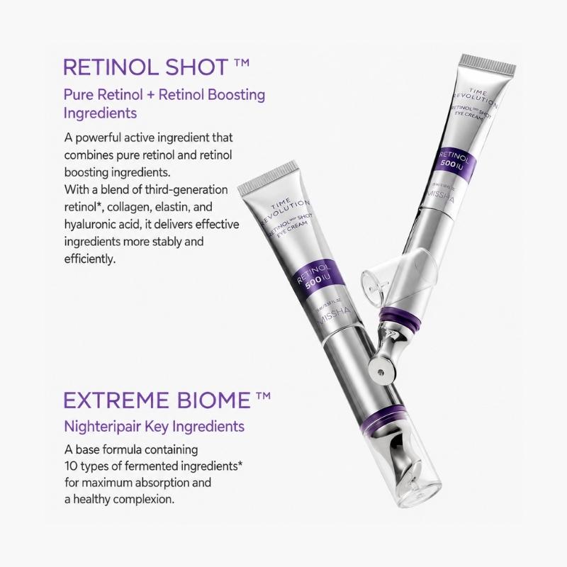 MISSHA Time Revolution Ретинол 500 Шот Гальванический Крем для Глаз Дуо Набор 15+15 мл / 0,50+0,50 жидк. унц.. унция