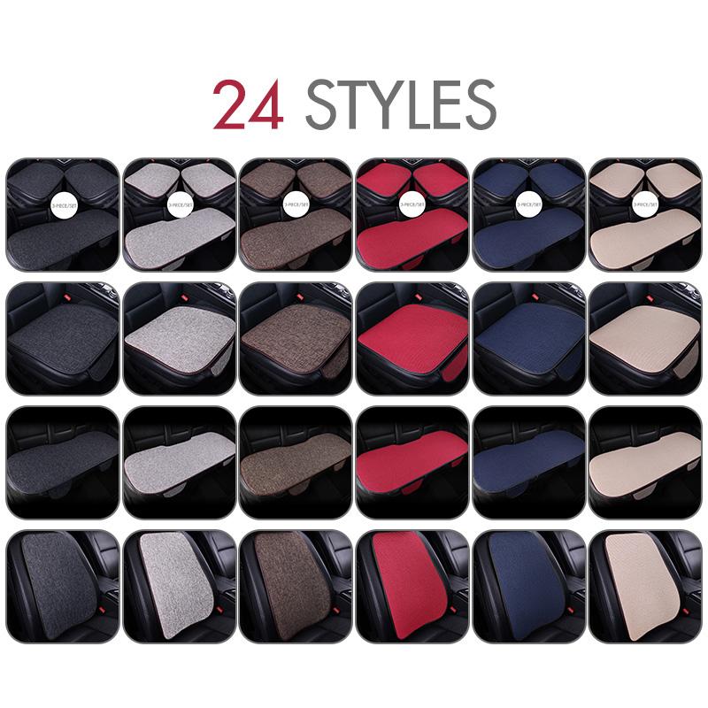 Чехол на подушку сиденья автомобиля, всесезонный, универсальный, льняной, противоскользящий, дышащий, внутренняя подушка для мужчин и женщин, передняя и задняя подушка для спинки сиденья автомобиля